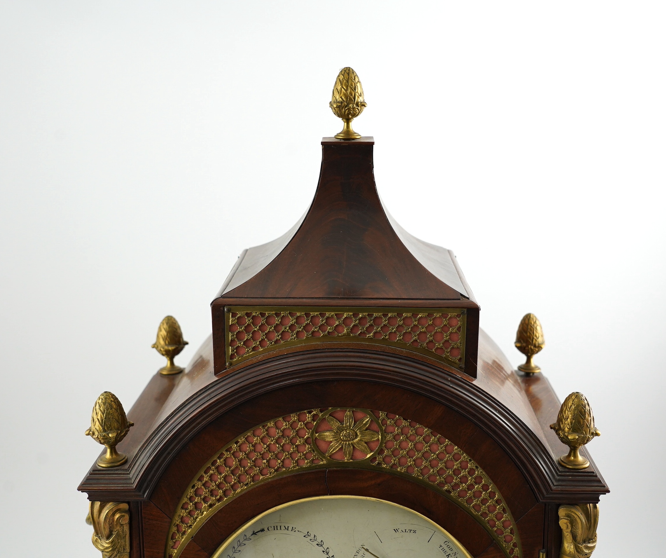 Lewin Levin of London. A patriotic George III brass-mounted mahogany repeating six-tune musical bracket clock